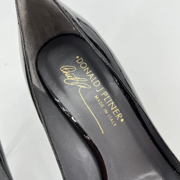 Donald J. Pliner Dark Brown Patent Leather Peep Toe Pumps Women’s 6 - Picture 10 of 12